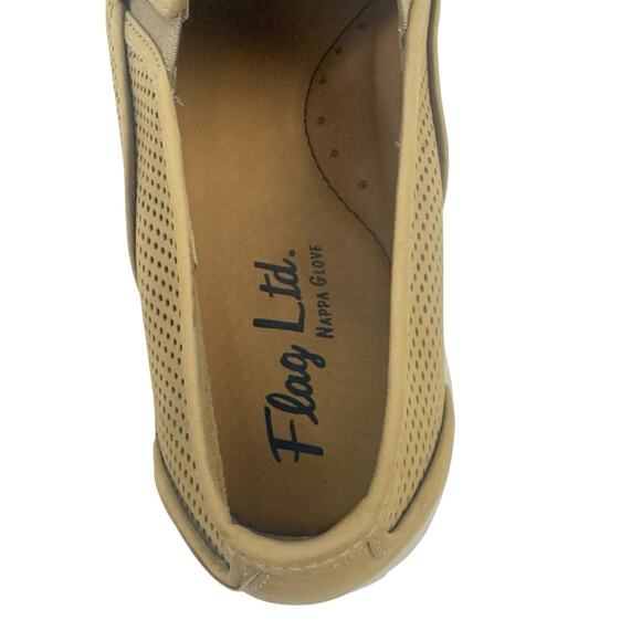 Flag Ltd Napa Glove Leather Slip‑On Loafer Men 11M Tan Perforated Casual Shoe - Picture 8 of 10